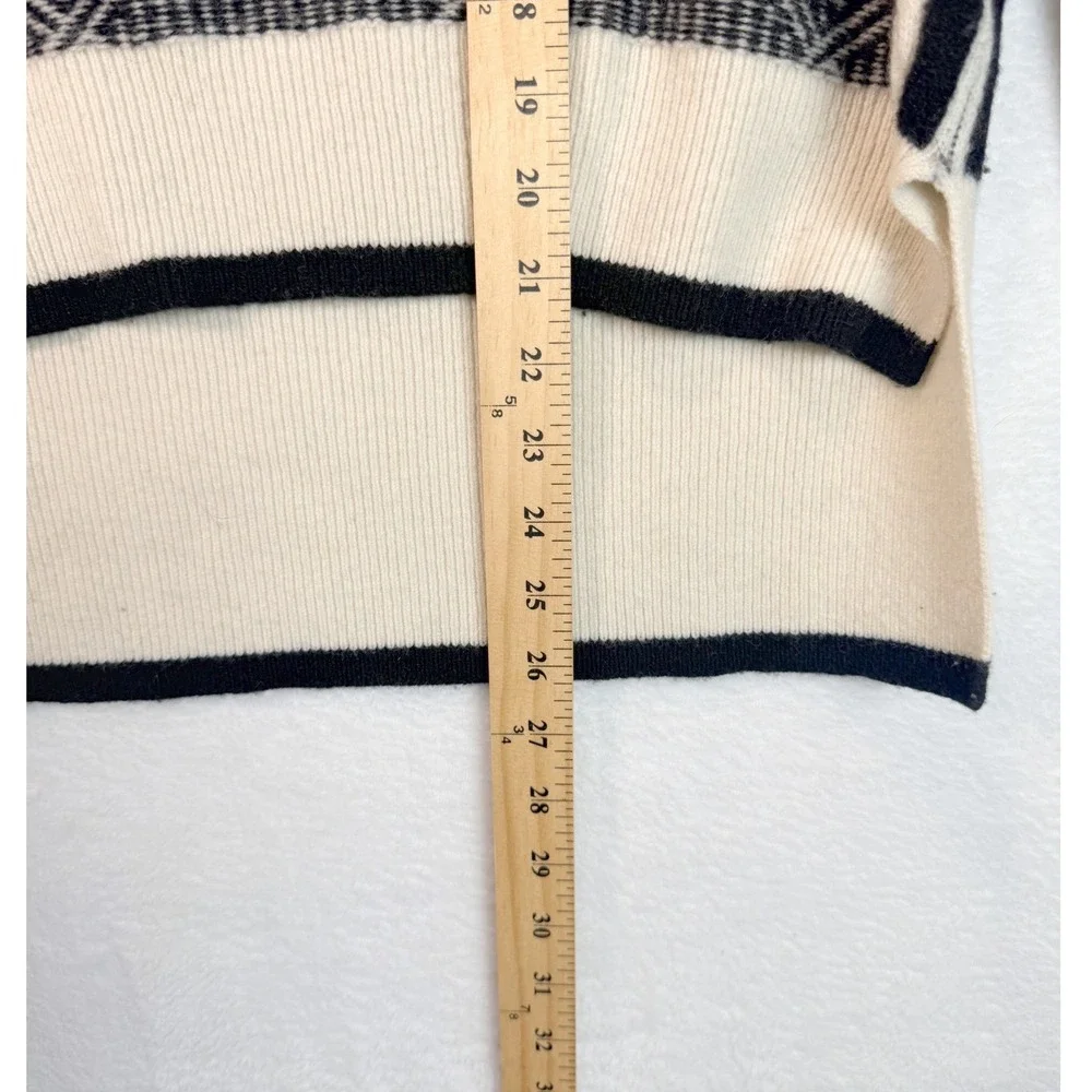 Madewell Merino Wool Sweater Black Cream Diamond Geometric B5443 Womens Small
